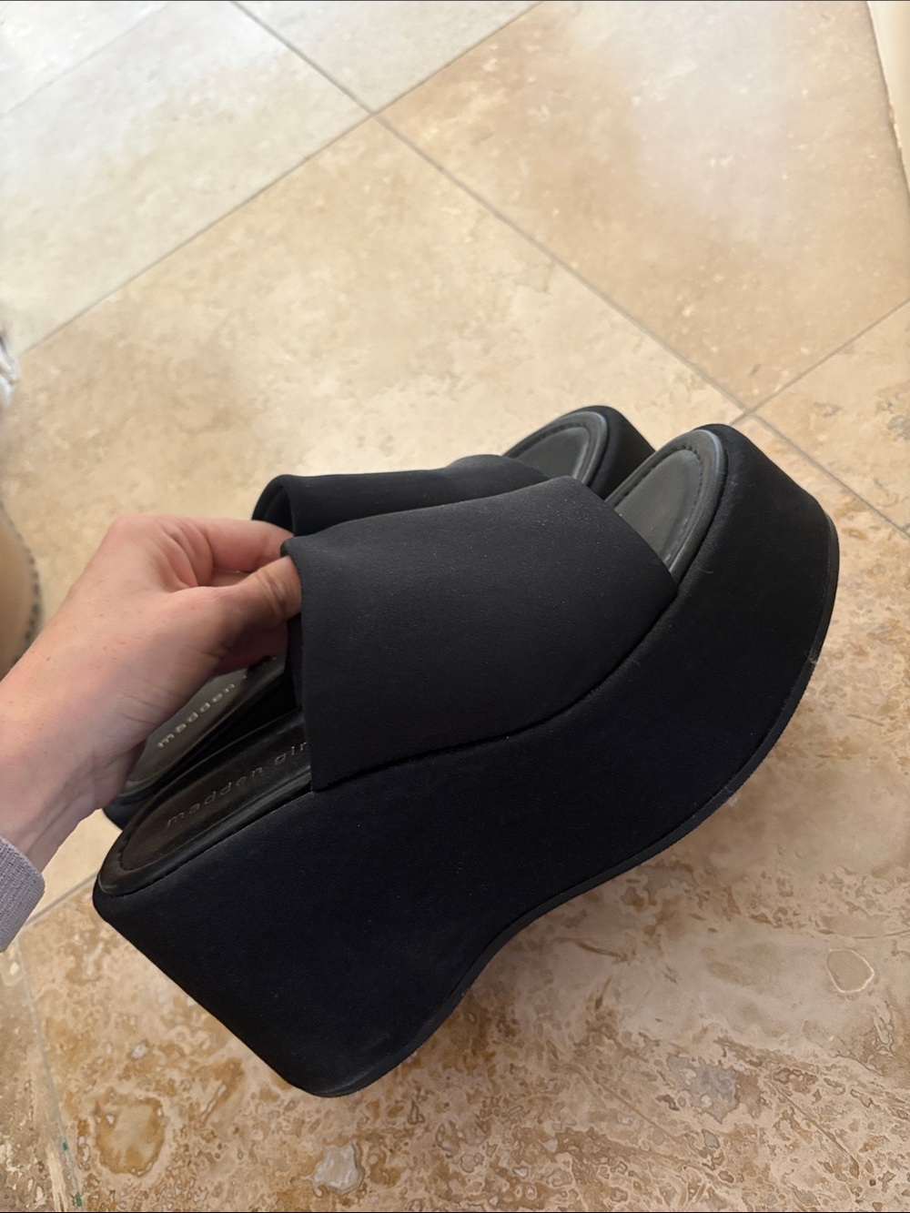 Madden Girl Black Platform Slide Mules - Picture 2 of 4